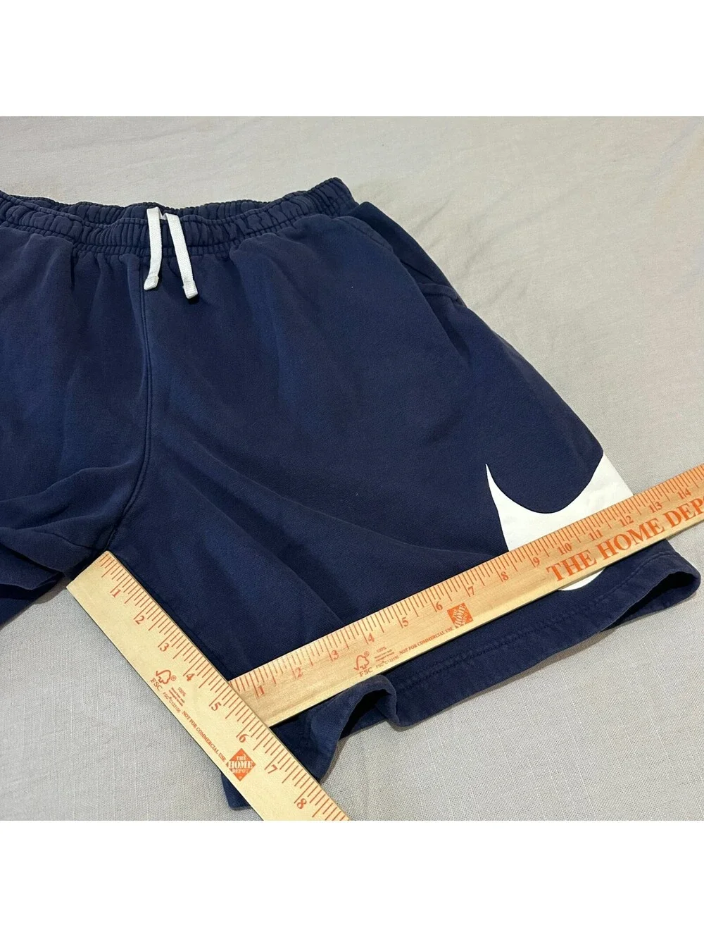 Nike Club Fleece Shorts Men XL Big Logo Navy Blue Big Swoosh Sweats Drawstring